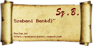 Szebeni Benkő névjegykártya